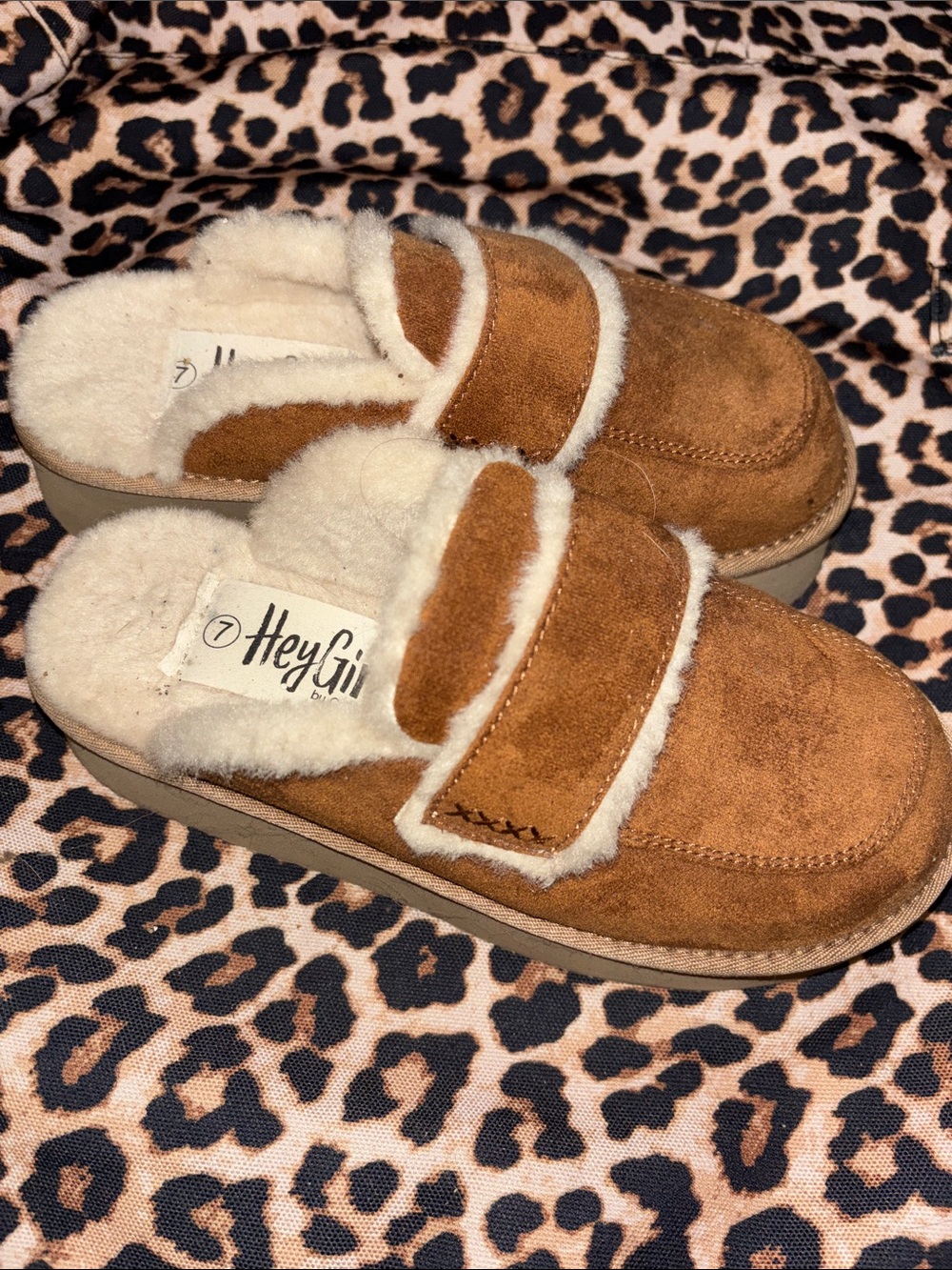 Corkys Kids Tan Suede Shearling-Lined Slip-On Slippers